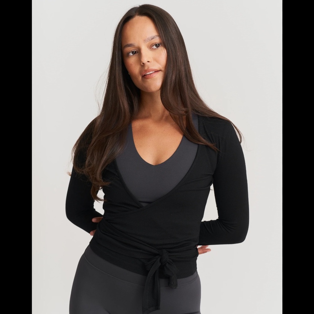 Lulus Black Knit Wrap Top – Size Small - Picture 4 of 8